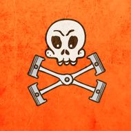 Skull With Piston Crossbones on Grunge Background