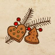 Xmas Cookie Christmas Decoration on Grunge Background N5