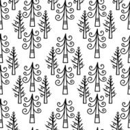 Doodle seamless pattern with christmas tree N2