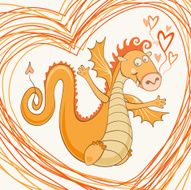 Dragon in swirly heart