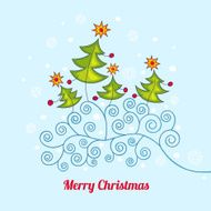 Greeting card with christmas trees