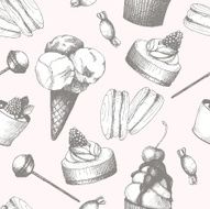 Vintage sweet cake and candies background