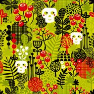 Seamless pattern with cute halloween and flowers