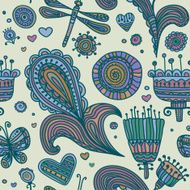 Endless ornamental floral doodle texture