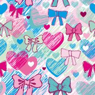 Seamless pattern with hearts and bows vector