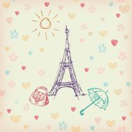 Decorative romantic french sketchy image