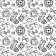 Doodle Christmas seamless pattern