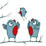 Happy Birds Family Teaching to Fly N2