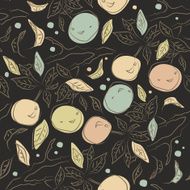 Cute seamless pattern with orange branches