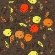 Dark cute seamless pattern with orange branches