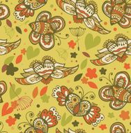 Doodle floral seamless background N3
