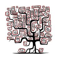 Family tree sketch with people portraits for your design