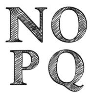 Doodle scribble sketch alphabet letters NOPQ