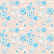Birds and mouse beige pattern