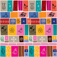 collage cartoon doodle pattern