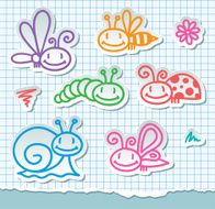 hand drawn insects vector eps 10