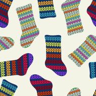 Seamless pattern with knitted socks