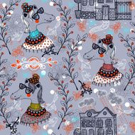 vector seamless pattern with cartoon horses N4