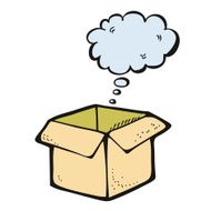 Box with thought bubble drawing