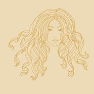 Vector portrait of a girl with long curly hair