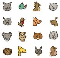 Animal doodle icon set
