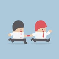 Businessman passing baton to the other in relay race N2