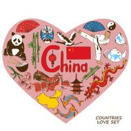 Chinese symbols in heart shape concept