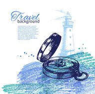 Travel vintage background Sea nautical design N6