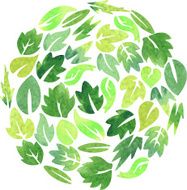 floral card with leaves by watercolor N3