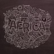 Africa doodles elements chalkboard background N2