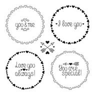 Hand drawn frame of hearts Valentine&#039;s day design elements N2