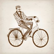 Retro cyclist vector illustration N2