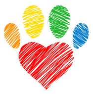 Paw and heart shape