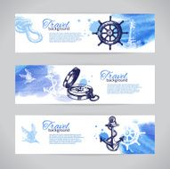 Set of travel banners Sea nautical design N2