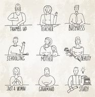 Monochrome Hand Drawn People Business and Occupation