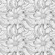 Seamless Monochrome Floral Pattern (Vector) N33