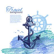 Travel vintage background Sea nautical design N7