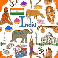 Sketch India seamless pattern
