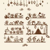 Christmas shop sketch drawing for your design N2