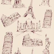 World landmark seamless pattern