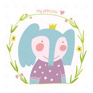 Elephant princess with floral wreath N2