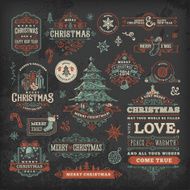 Hand Drawn Blackboard Christmas Labels &amp; Badges N9