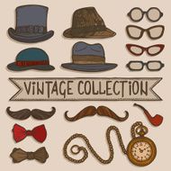 Vintage hats and glasses set