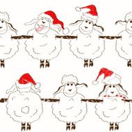 Seamless pattern of funny New Year sheep N5