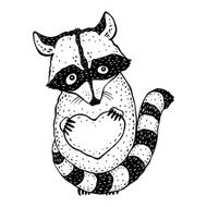 Raccoon carrying a heart N6