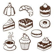 Collection of cake and bakery doodles N2