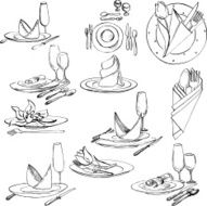 hand drawn set of tableware
