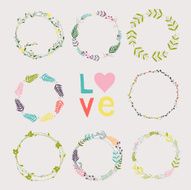 Set with floral wreaths Template for wedding mothers day birt N3