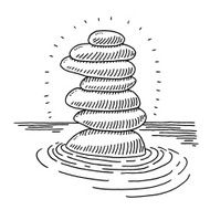 Stack Of Zen Stones In Water Drawing