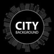 Seamless circular frame of line skyscrapers Black and white